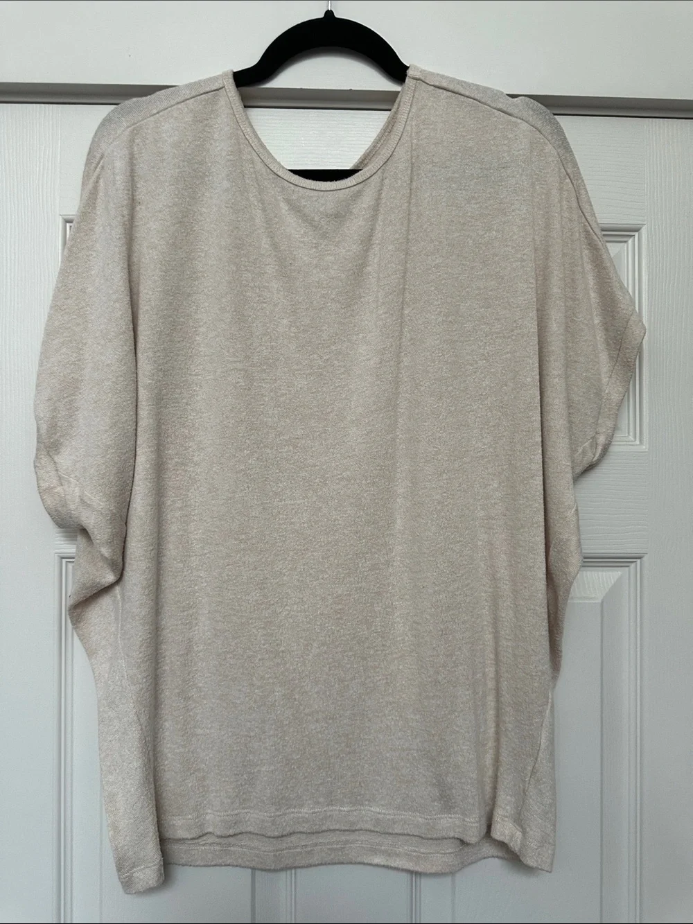 Quince Cream Short-Sleeve Relaxed Crewneck Sweater
